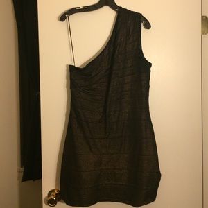 Black bandage dress with gold undertone shimmer