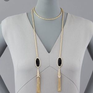 Kendra Scott Megan Lariat necklace- black and gold