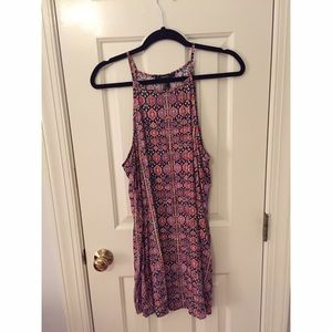 High neck printed shift dress