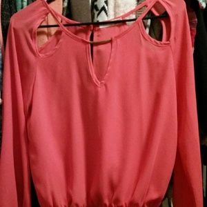 Coral chiffon top