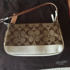 Coach brown and white shoulder bag