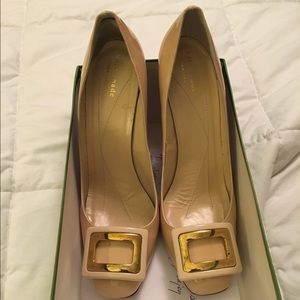 Blush Gold Vintage Buckle Pumps- Kate Spade