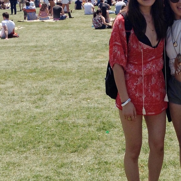 Red patterned tunic dress