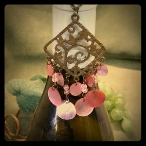 Mother of Pearl Antiqued Brass Pendant