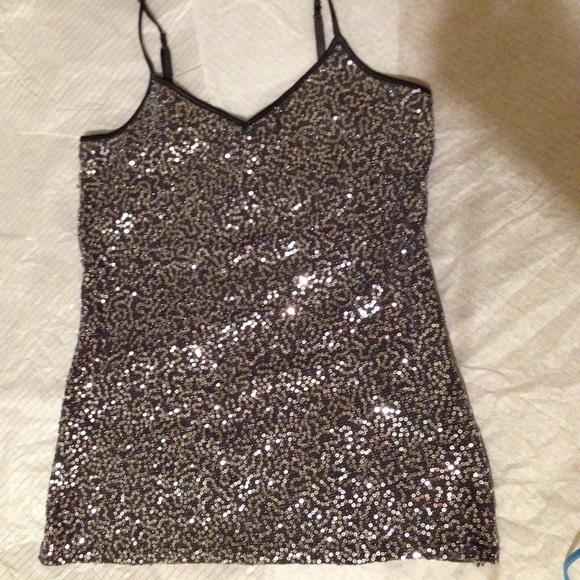 Express Silver sequined tank top