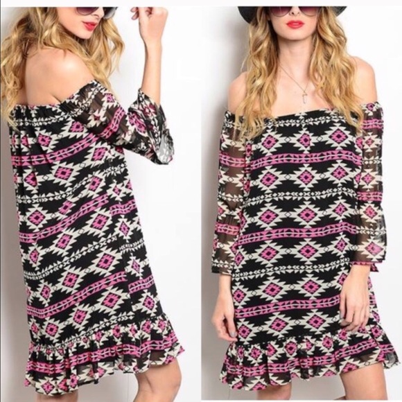 👗Beautiful Ruffled Off Shoulder Dress - Picture 2 of 3