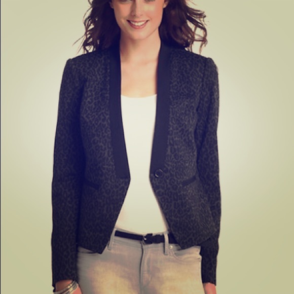 LOFT Jackets & Blazers - Loft Leopard Ann Taylor Black Blazer