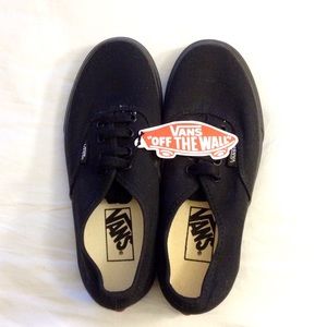New Monochrome Black Vans Authentic Skate Shoes