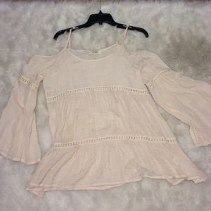 Off the shoulder light pink urban top