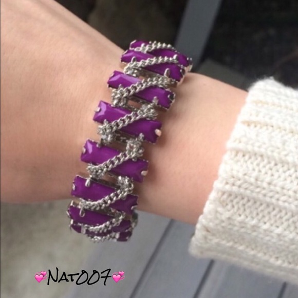 Purple and Silver Chain Bracelet.