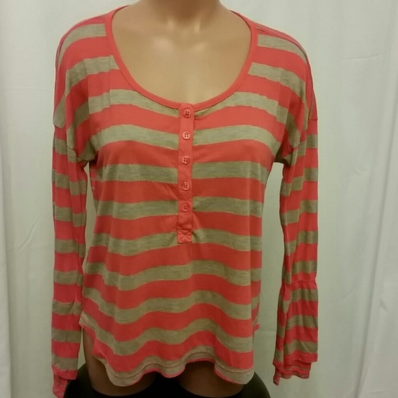 Splendid Striped Long Sleeve Top ho lo cropped L