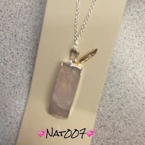 Sterling Silver Faceted Agate Druzy Bar Pendant.