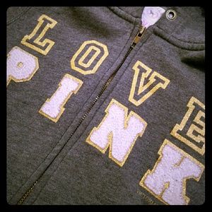 Victoria's Secret LOVE PINK Gray Hoodie Size Small