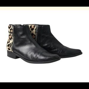 Calvin Klein Leather and Calf Hair Leopard Booties