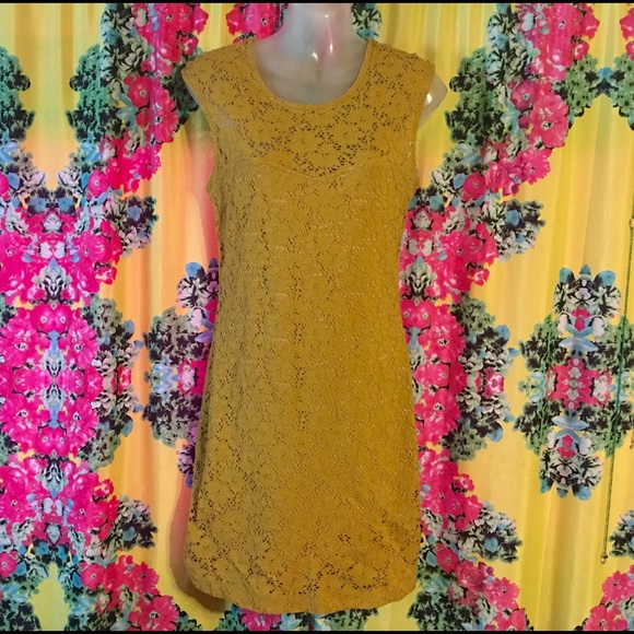 Mustard Yellow Lace Sleeveless Sundress