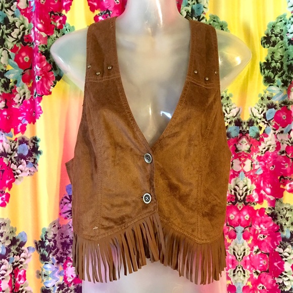 Fringed Carmel Brown Western Style Vest