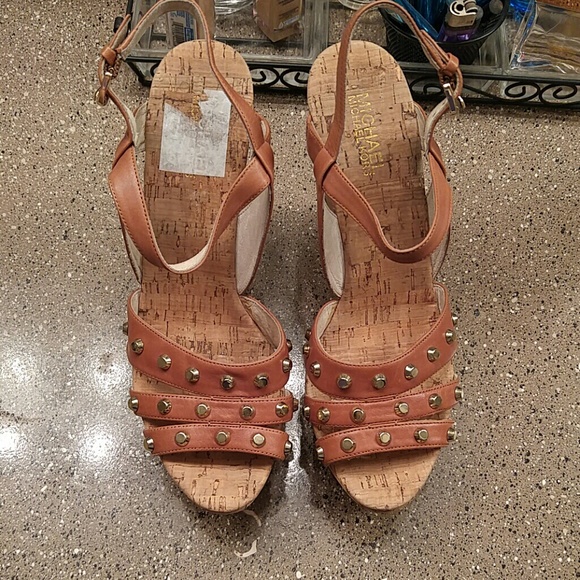 **AUTHENTIC** MK.. Brown and kork Brown   wedges