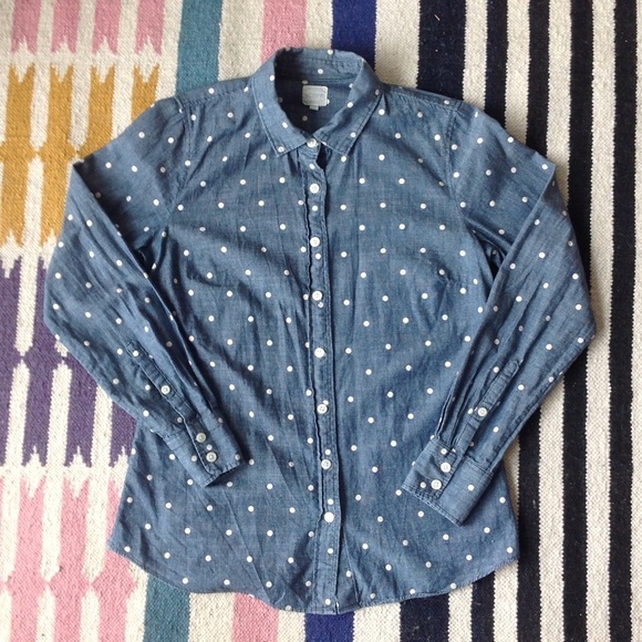 XS J.Crew Factory polka dot chambray