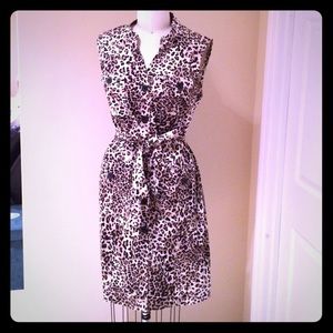 Leopard Shift Dress with tie belt