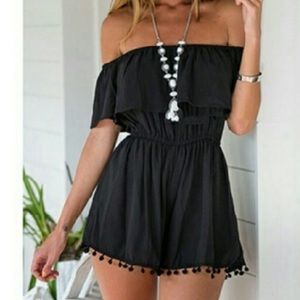 Black off the shoulder romper