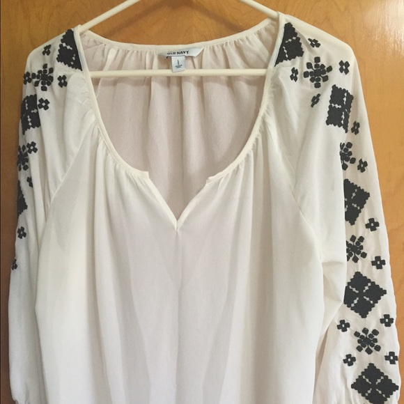 Old Navy sheer tunic with embroidery size large