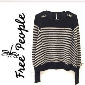 Free people black and cream sweater