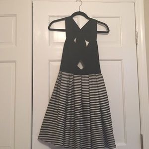 Black and white striped dress