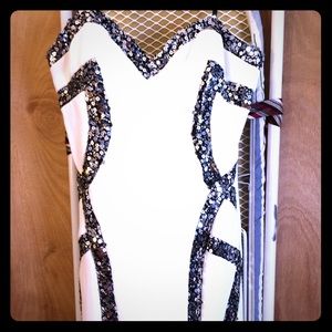 White and black sequin dress