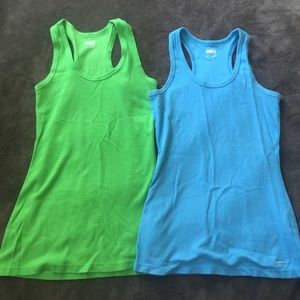 Nike fit dry workout tank tops lot of 2 green blue