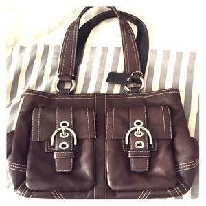 Brown leather Coach handbag