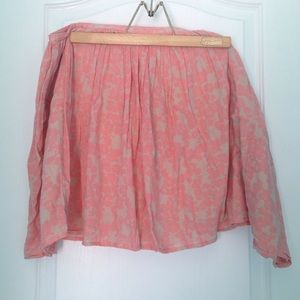 Peach floral skirt.