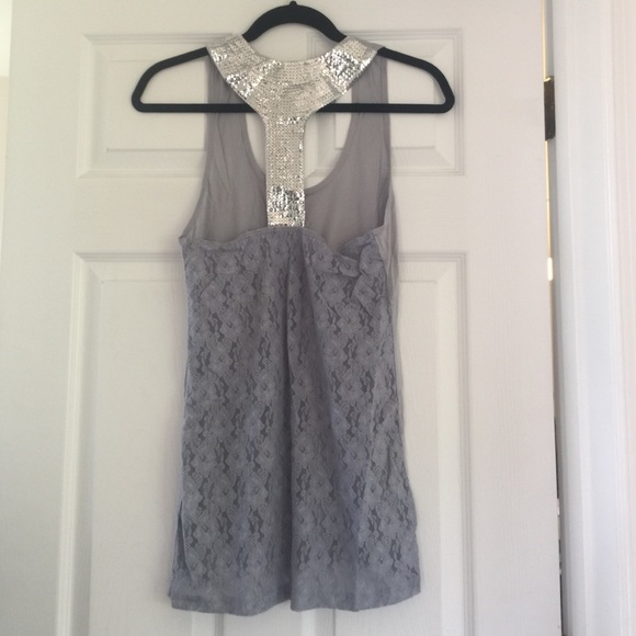 Kimchi Blue Silver sequined gray tank top small S