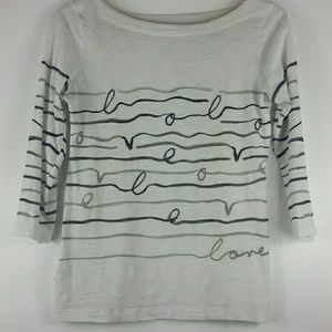 Ann Taylor Loft Boat Neck 3/4 sleeve Squiggle Top