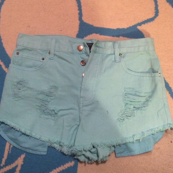 Forever 21 distressed blue high waisted shorts