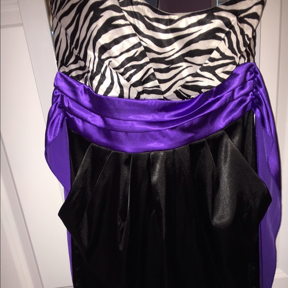 SELLING Strapless zebra purple and black dress!!