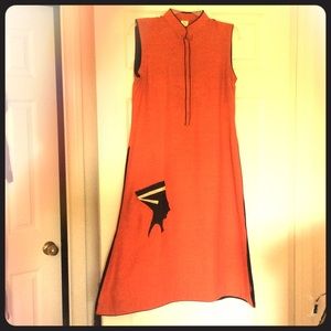 Long bend collar sleeveless tunic dress