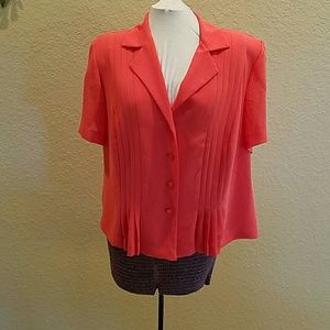 SALE ****Crepe Peach blouse with front pleats