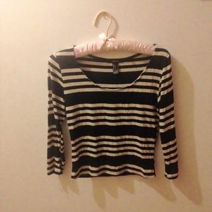 Multi Stripe Crop Top Long Sleeve