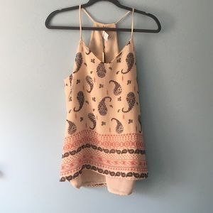 creme tank with multicolored teardrop pattern