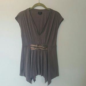 Anthropologie Deletta beaded v neck top Medium