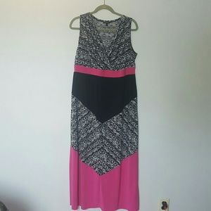 Sami & Jo maxi dress black white pink 1X