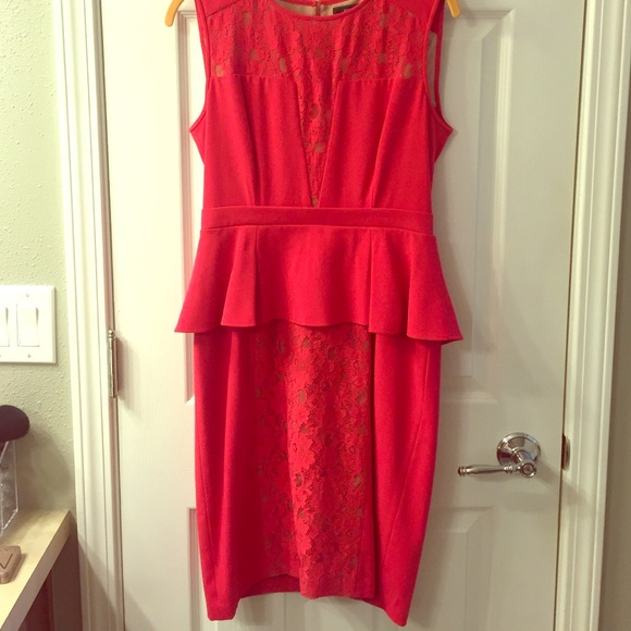 Red peplum BCBG Maxazaria dress