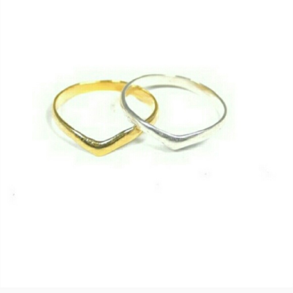 Last1🎉16k Plain Gold/Silver or Beaded V Midi Ring - Picture 4 of 4