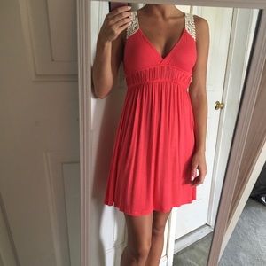 Coral crochet dress