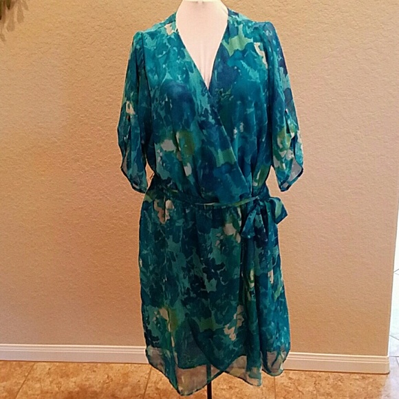 Sweet dress Turquoise floral print Fully Lined