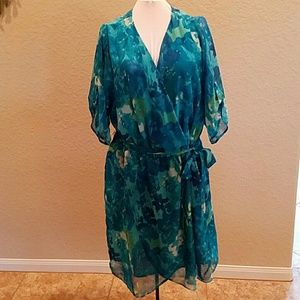 Sweet dress Turquoise floral print Fully Lined