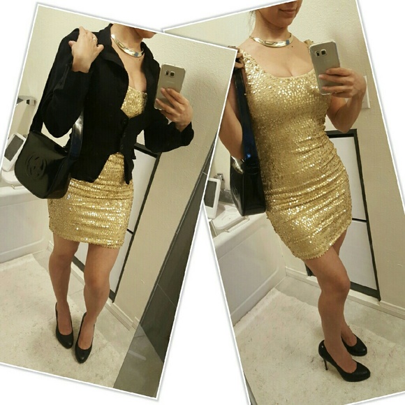 Gold mini dress