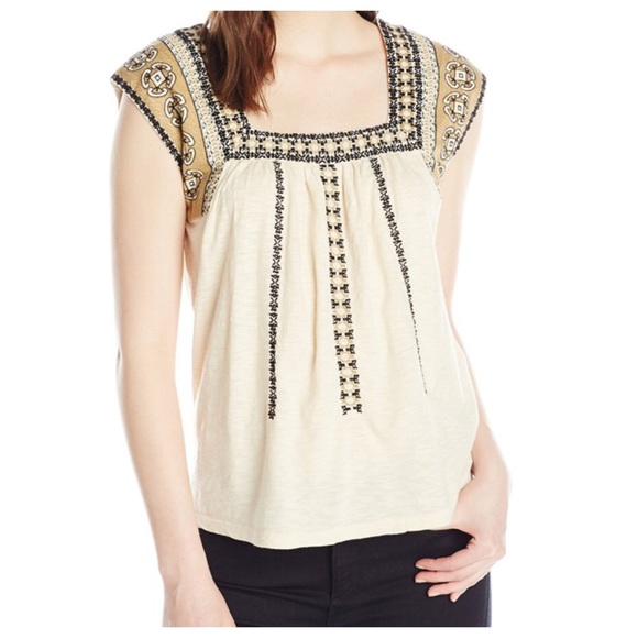 Lucky Brand embroidered boho top