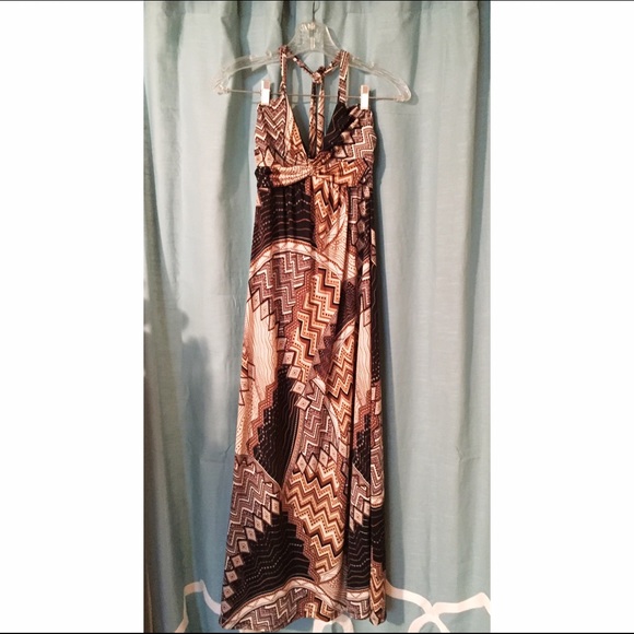 Print halted maxi dress