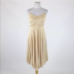 Calvin Klein pleated gold Lurex dress!